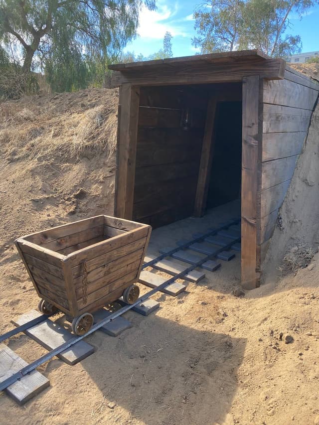 Gold Mine Shaft with Mining Cart