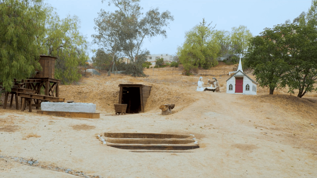 Old West Temecula View of Gold Mine and Church